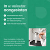 De drie installatiestappen van de PureFilter Mineral+: koudwaterkraan dicht, slangen aandraaien met een waterpomptang en twee minuten doorspoelen